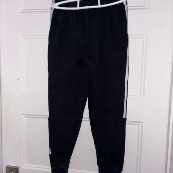 Adidas Kids Black Joggers with White Stripes Size 8 Small - Picture 6 of 9